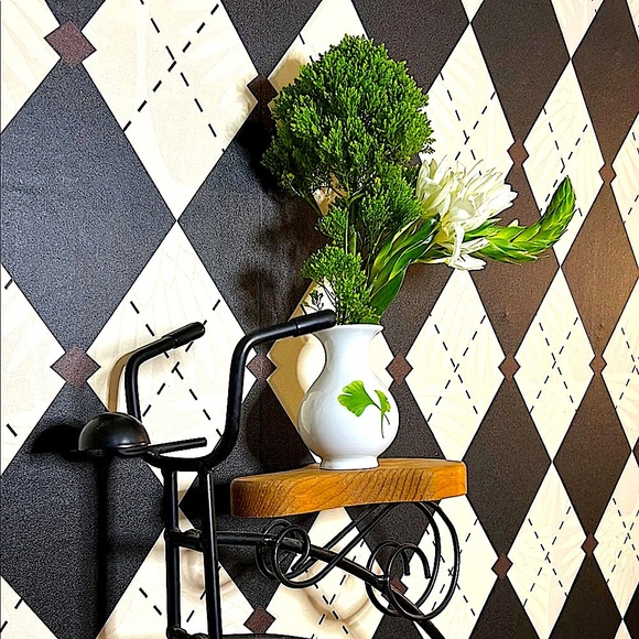 Vintage Black Metal Penny-Farthing Bicycle Decor with Wood Platform - Rustic - Picture 8 of 10